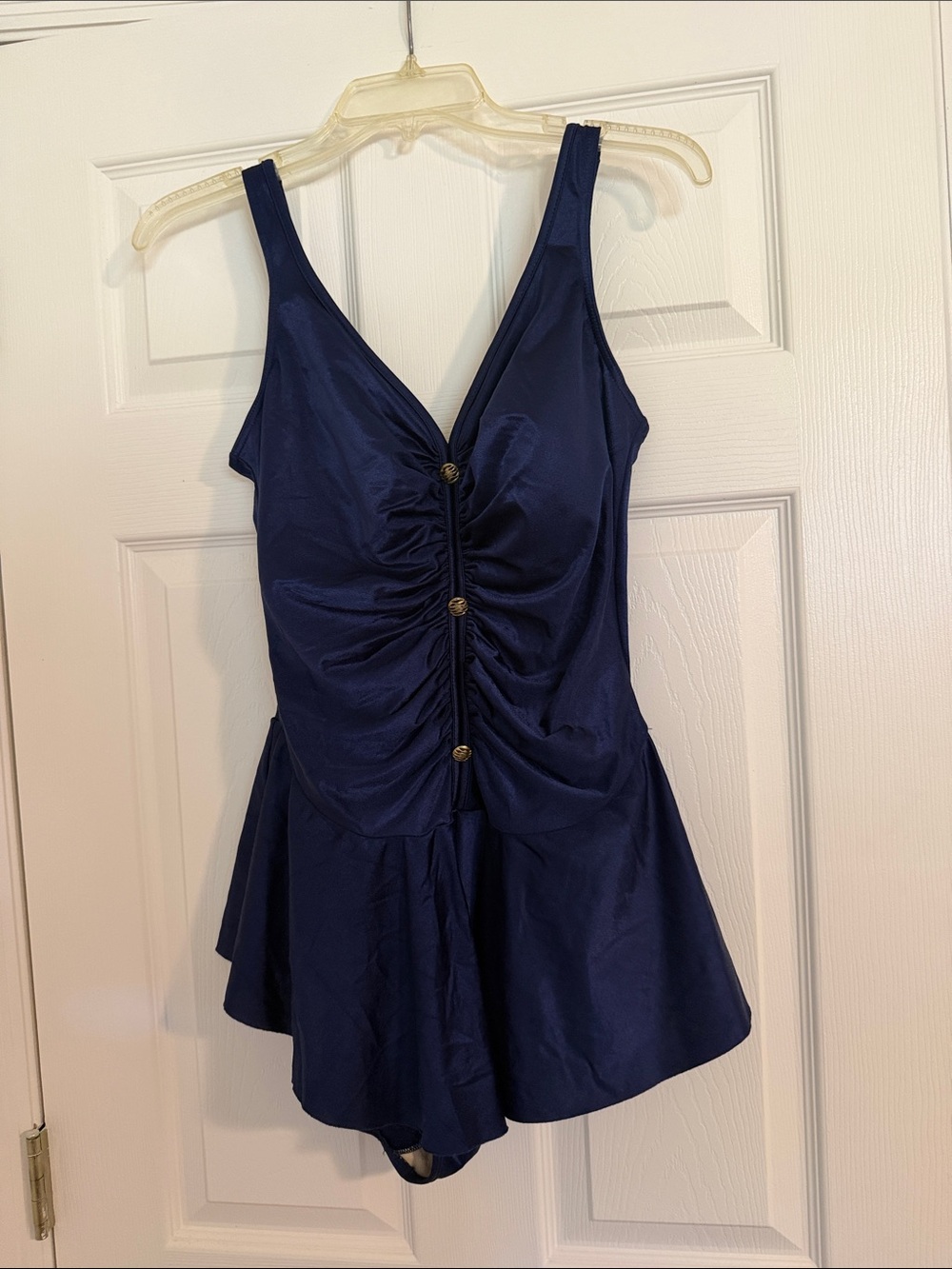Navy Ruched One-Piece Swimdress - Classic Womens Swim - Picture 1 of 4